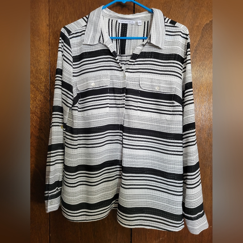 Notations sheer blouse